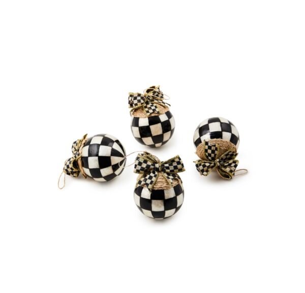 CHECK CAPIZ BALL ORNAMENTS, SET OF 4 - MACKENZIE CHILDS