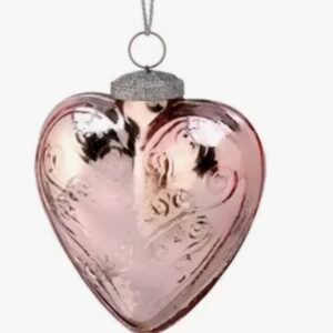 Pink Glass Heart Shaped Ornament