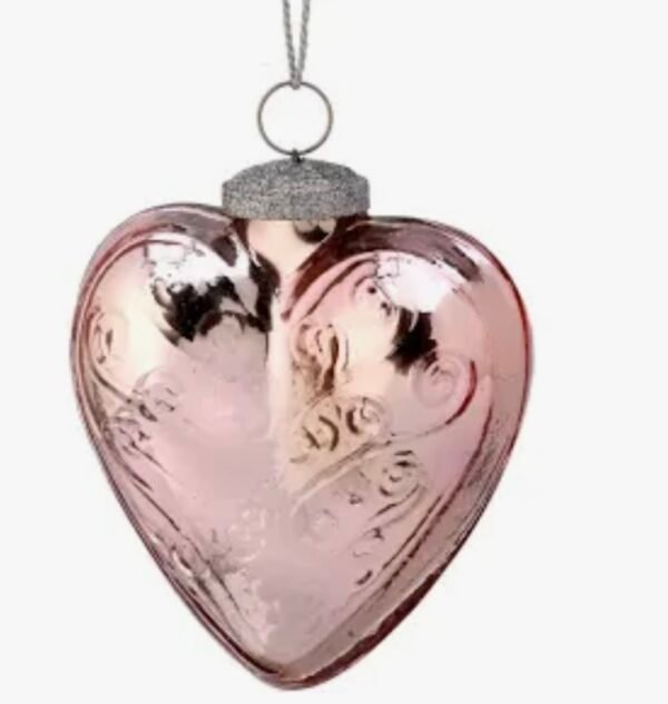 Pink Glass Heart Shaped Ornament