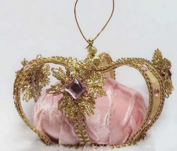 Pink Velvet w/ Jewel Royal Crown Ornament