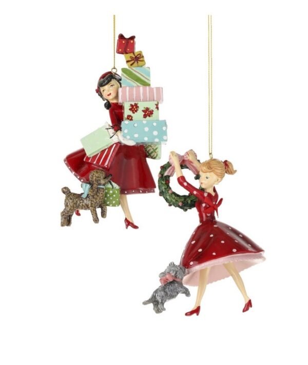 Retro Lady Decorating Ornaments