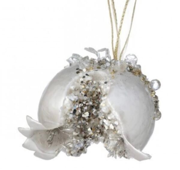 Screenshot 4.5" Heavy Jeweled Pomegranate/Leaf Ornament