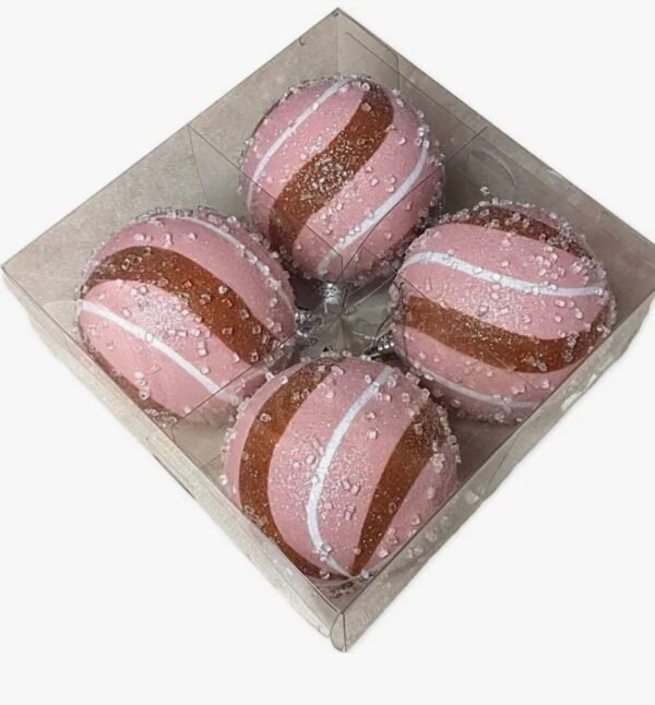 Sugar Peppermint Ball Ornament Set of 4