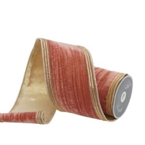 Distressed Diamonds Coral Ribbon - Farrisilk