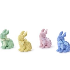 Basket Weave Pattern Easter Bunny With Bow