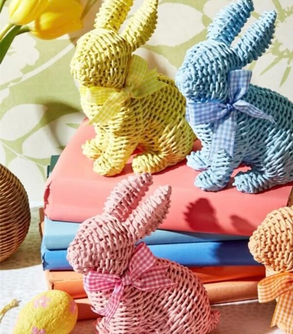 Basket Weave Pattern Easter Bunny With Bow