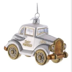 Kurt Adler Noble Gems Just married wedding Car Glass Ornament