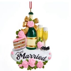 Kurt Adler Just Married Champagne Ornament