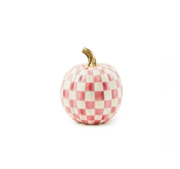MacKenzie -Childs Small Bubblegum Pink Check Pumpkin