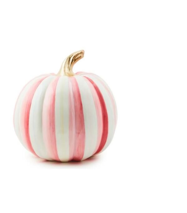 MacKenzie-Childs Bubblegum Pink Stripe Medium Pumpkin