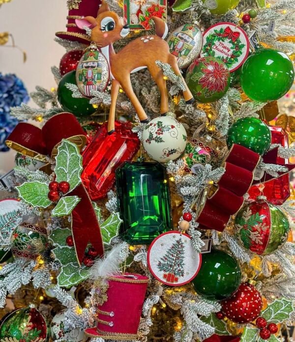 Large Vintage Style Deer Christmas Tree Insert/Pick
