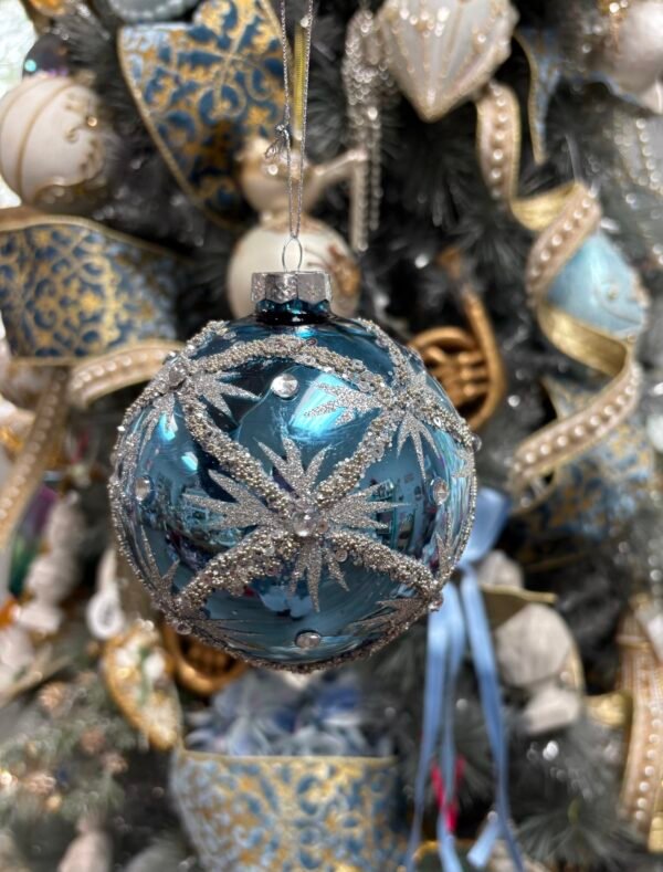 Glass Shiny Sequin/Bead Snowflake Ornament