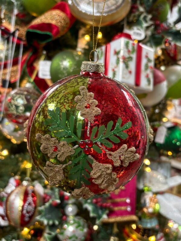 IMG_9637 Glass Holly Jewel Ball Ornament