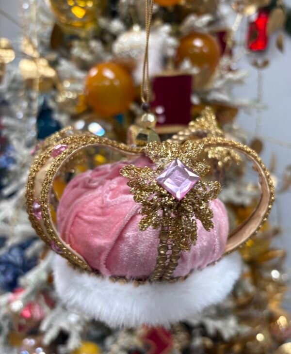 Pink Velvet w/ Jewel Royal Crown Ornament