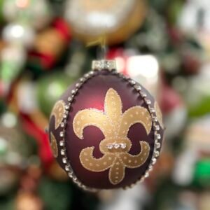 4" Glass Fluer De Lis Ball Ornament