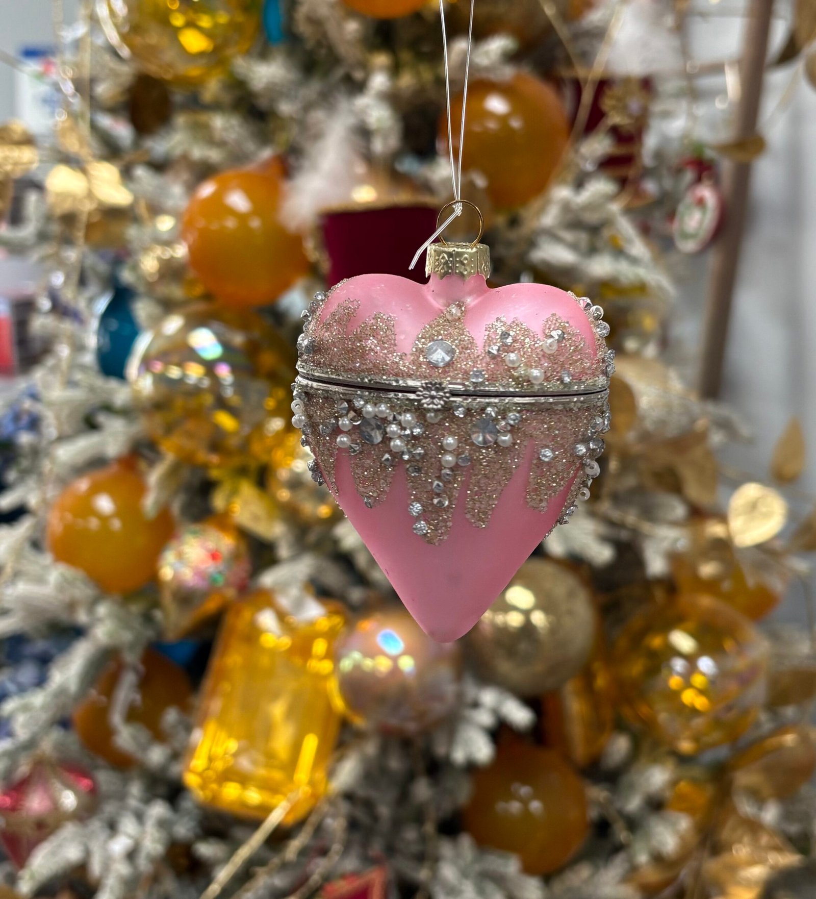 Glass Beaded Heart Locket Ornament